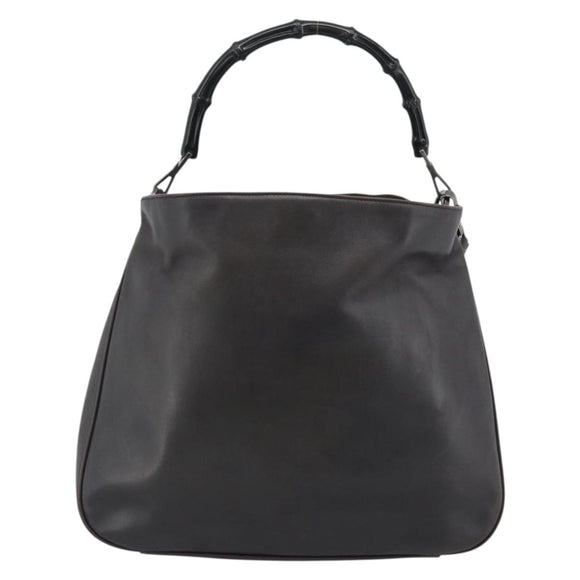 GUCCI Bamboo Shoulder Bag Leather 2way Brown Silver 0011577 Auth mr2670
