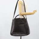 GUCCI Bamboo Shoulder Bag Leather 2way Brown Silver 0011577 Auth mr2670-23
