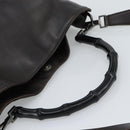 GUCCI Bamboo Shoulder Bag Leather 2way Brown Silver 0011577 Auth mr2670-7