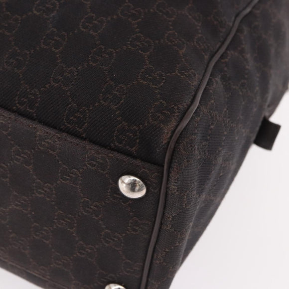 GUCCI GG Canvas Boston Bag 2way Brown Silver 196356 Auth mr2672