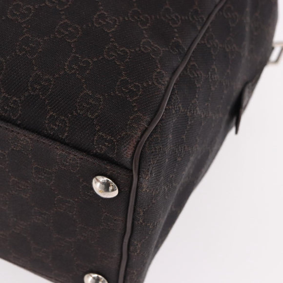 GUCCI GG Canvas Boston Bag 2way Brown Silver 196356 Auth mr2672