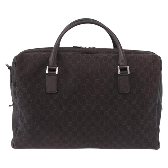 GUCCI GG Canvas Boston Bag 2way Brown Silver 196356 Auth mr2672