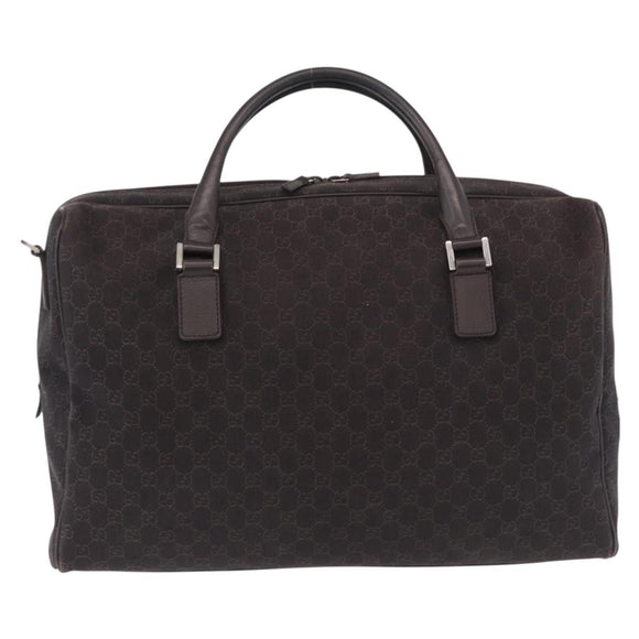 GUCCI GG Canvas Boston Bag 2way Brown Silver 196356 Auth mr2672