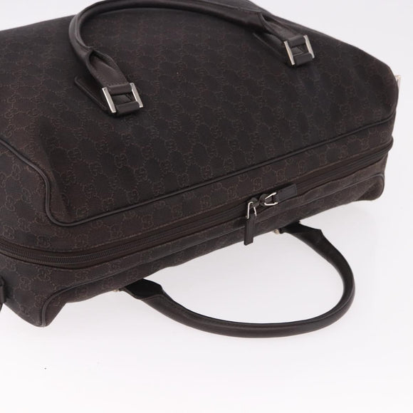 GUCCI GG Canvas Boston Bag 2way Brown Silver 196356 Auth mr2672