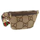 GUCCI GG Canvas Body Bag Beige Gold 696031 Auth mr2675A-1