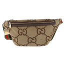 GUCCI GG Canvas Body Bag Beige Gold 696031 Auth mr2675A-13