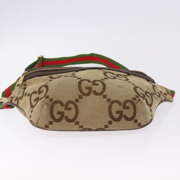 GUCCI GG Canvas Body Bag Beige Gold 696031 Auth mr2675A