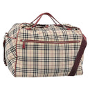 BURBERRY Blue Label Boston Bag Canvas 2way Beige Silver Auth mr2676-1