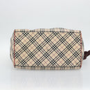 BURBERRY Blue Label Boston Bag Canvas 2way Beige Silver Auth mr2676-5