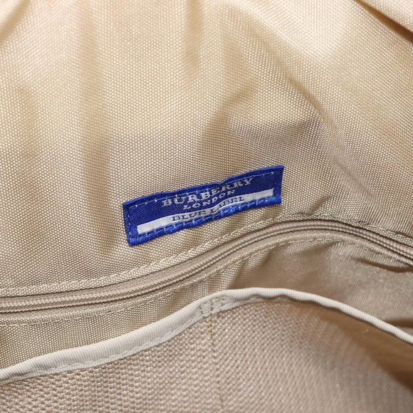 BURBERRY Blue Label Boston Bag Canvas 2way Beige Silver Auth mr2676