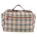 BURBERRY Blue Label Boston Bag Canvas 2way Beige Silver Auth mr2676-13