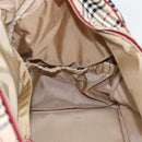 BURBERRY Blue Label Boston Bag Canvas 2way Beige Silver Auth mr2676-21