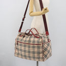 BURBERRY Blue Label Boston Bag Canvas 2way Beige Silver Auth mr2676-28
