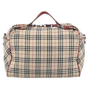 BURBERRY Blue Label Boston Bag Canvas 2way Beige Silver Auth mr2676-2