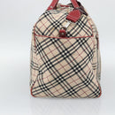 BURBERRY Blue Label Boston Bag Canvas 2way Beige Silver Auth mr2676-3