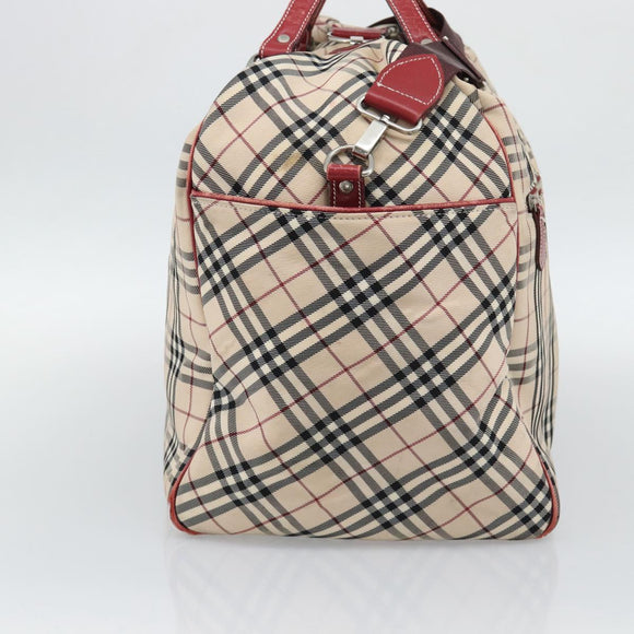 BURBERRY Blue Label Boston Bag Canvas 2way Beige Silver Auth mr2676