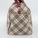 BURBERRY Blue Label Boston Bag Canvas 2way Beige Silver Auth mr2676-4