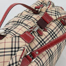 BURBERRY Blue Label Boston Bag Canvas 2way Beige Silver Auth mr2676-6