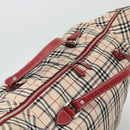 BURBERRY Blue Label Boston Bag Canvas 2way Beige Silver Auth mr2676-7