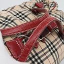BURBERRY Blue Label Boston Bag Canvas 2way Beige Silver Auth mr2676-9