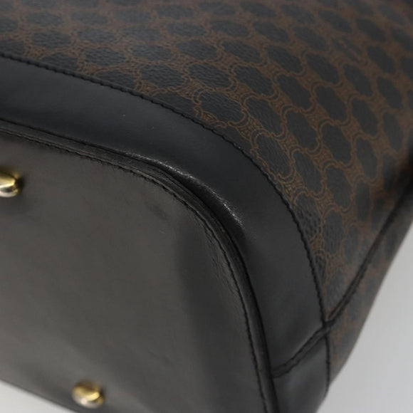 CELINE Macadam Canvas Hand Bag PVC Leather Black Gold Auth mr2677