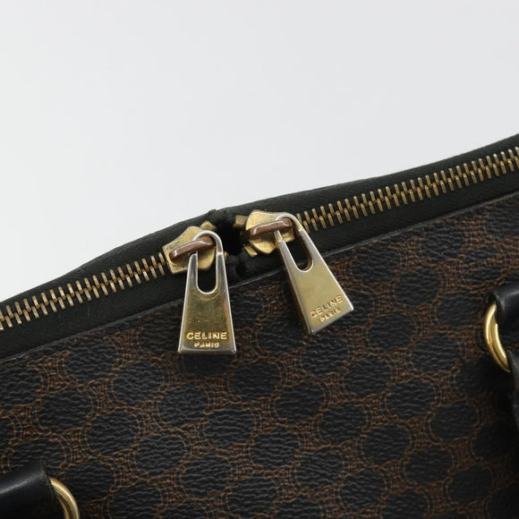 CELINE Macadam Canvas Hand Bag PVC Leather Black Gold Auth mr2677