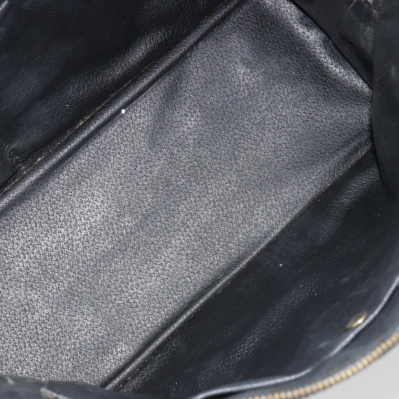 CELINE Macadam Canvas Hand Bag PVC Leather Black Gold Auth mr2677
