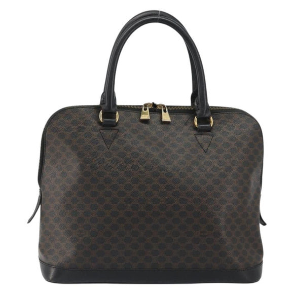 CELINE Macadam Canvas Hand Bag PVC Leather Black Gold Auth mr2677