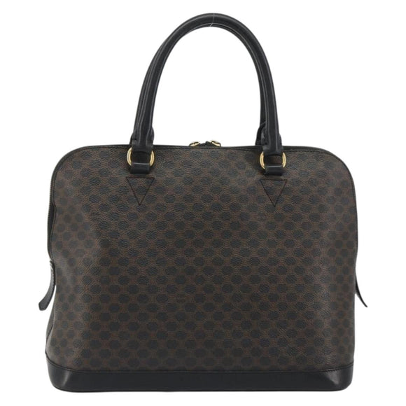 CELINE Macadam Canvas Hand Bag PVC Leather Black Gold Auth mr2677