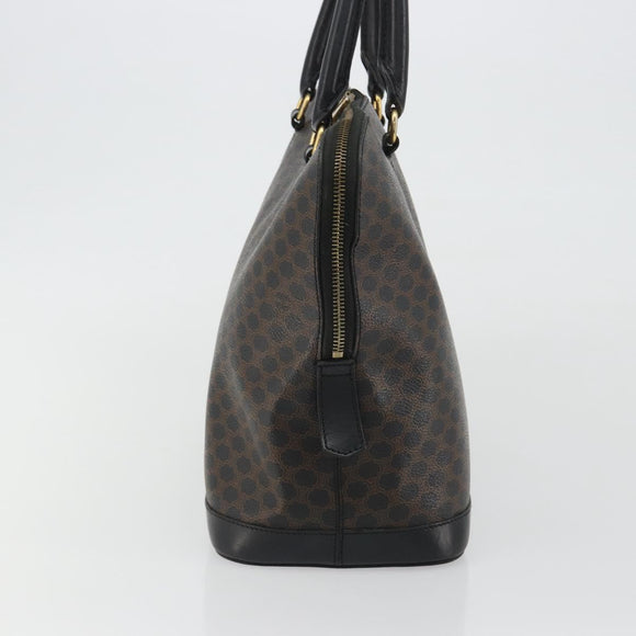 CELINE Macadam Canvas Hand Bag PVC Leather Black Gold Auth mr2677