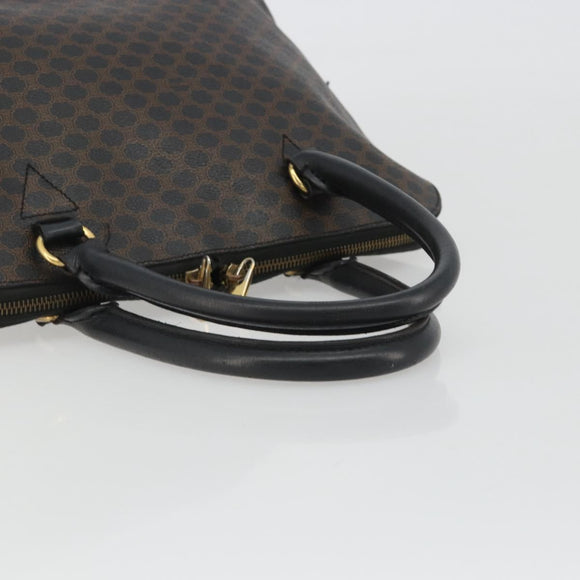 CELINE Macadam Canvas Hand Bag PVC Leather Black Gold Auth mr2677