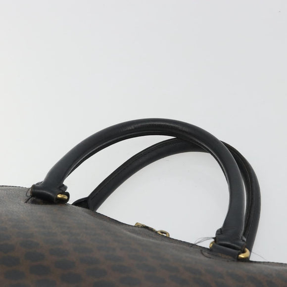 CELINE Macadam Canvas Hand Bag PVC Leather Black Gold Auth mr2677