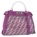 FENDI Zucca Canvas Hand Bag Vinyl Leather 2way Purple Silver Auth mr2679A-1