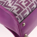 FENDI Zucca Canvas Hand Bag Vinyl Leather 2way Purple Silver Auth mr2679A-10
