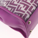 FENDI Zucca Canvas Hand Bag Vinyl Leather 2way Purple Silver Auth mr2679A-16