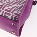 FENDI Zucca Canvas Hand Bag Vinyl Leather 2way Purple Silver Auth mr2679A-17