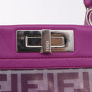 FENDI Zucca Canvas Hand Bag Vinyl Leather 2way Purple Silver Auth mr2679A-18
