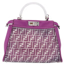 FENDI Zucca Canvas Hand Bag Vinyl Leather 2way Purple Silver Auth mr2679A-13