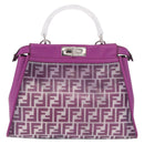 FENDI Zucca Canvas Hand Bag Vinyl Leather 2way Purple Silver Auth mr2679A-2