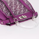 FENDI Zucca Canvas Hand Bag Vinyl Leather 2way Purple Silver Auth mr2679A-6
