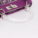 FENDI Zucca Canvas Hand Bag Vinyl Leather 2way Purple Silver Auth mr2679A-7