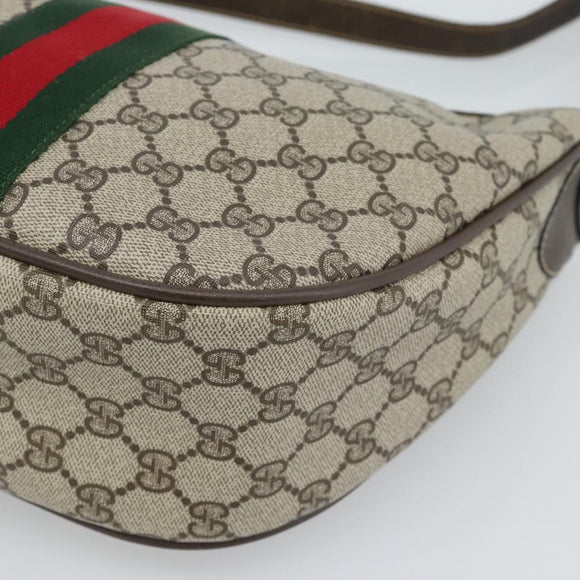 GUCCI GG Supreme Web Sherry Line Bag PVC Beige Gold 10 01 3840 Auth mr2681