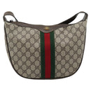 GUCCI GG Supreme Web Sherry Line Bag PVC Beige Gold 10 01 3840 Auth mr2681-13