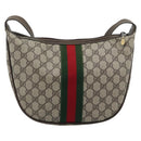 GUCCI GG Supreme Web Sherry Line Bag PVC Beige Gold 10 01 3840 Auth mr2681-2
