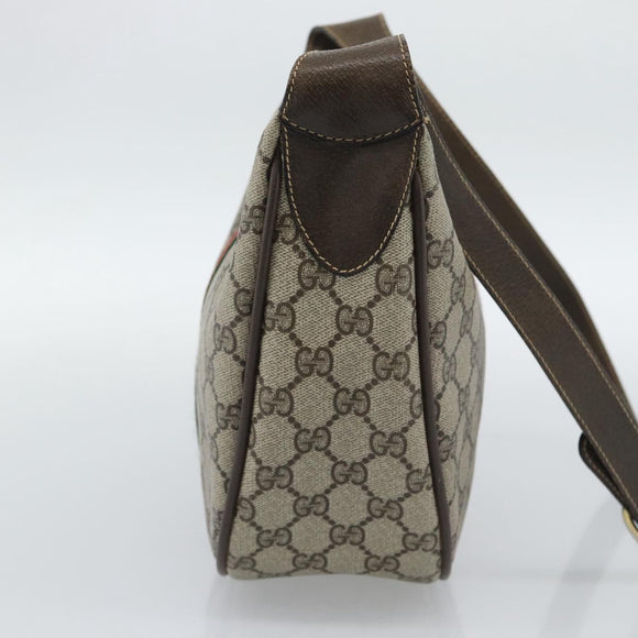 GUCCI GG Supreme Web Sherry Line Bag PVC Beige Gold 10 01 3840 Auth mr2681