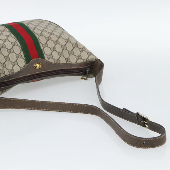 GUCCI GG Supreme Web Sherry Line Bag PVC Beige Gold 10 01 3840 Auth mr2681