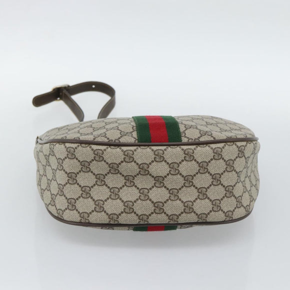 GUCCI GG Supreme Web Sherry Line Bag PVC Beige Gold 10 01 3840 Auth mr2681