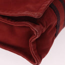HERMES Bathas Shoulder Bag Canvas Red Silver Auth mr2683-10