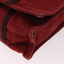 HERMES Bathas Shoulder Bag Canvas Red Silver Auth mr2683-11