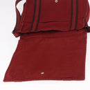 HERMES Bathas Shoulder Bag Canvas Red Silver Auth mr2683-15